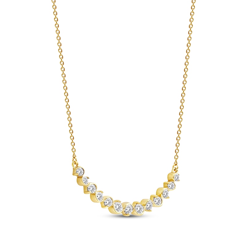 Main Image 2 of Diamond Graduated Smile Necklace 1/2 ct tw 10K Yellow Gold 18&quot;