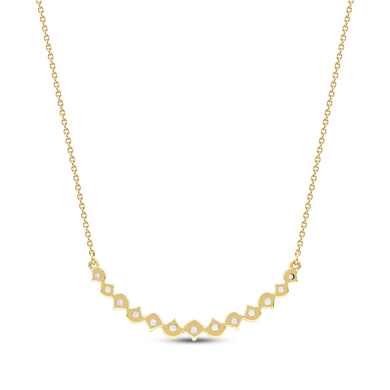 Main Image 3 of Diamond Graduated Smile Necklace 1/2 ct tw 10K Yellow Gold 18&quot;