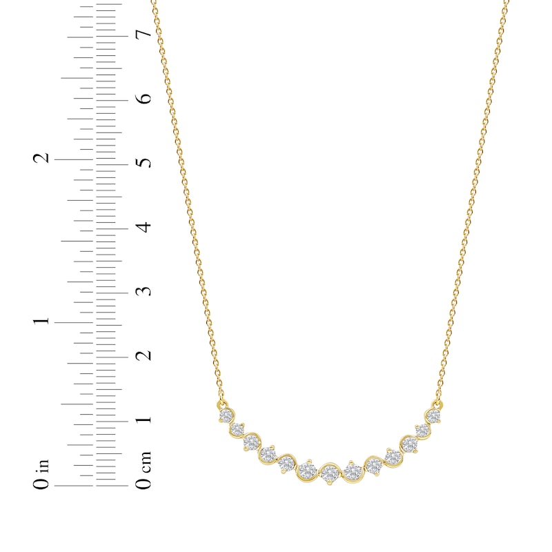 Main Image 7 of Diamond Graduated Smile Necklace 1/2 ct tw 10K Yellow Gold 18&quot;