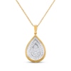 Thumbnail Image 3 of Multi-Diamond Teardrop Double Halo Necklace 1/2 ct tw 10K Yellow Gold