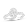 Thumbnail Image 1 of Multi-Diamond Oval Halo Promise Ring 1/20 ct tw Sterling Silver
