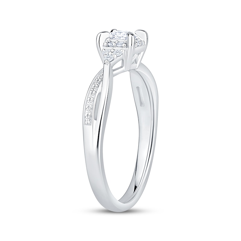 Main Image 2 of KAY Lab-Grown Diamonds Princess-Cut Halo Promise Ring 1/4 ct tw Sterling Silver