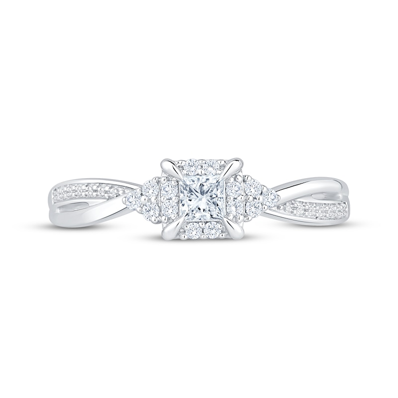 Main Image 3 of KAY Lab-Grown Diamonds Princess-Cut Halo Promise Ring 1/4 ct tw Sterling Silver