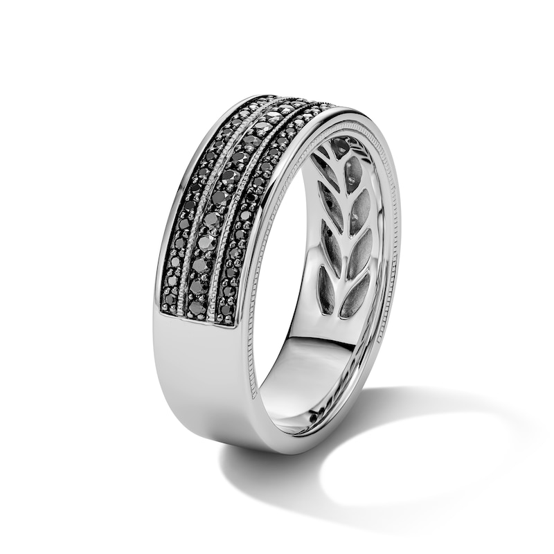 Main Image 3 of Neil Lane Men’s Black Diamond Three-Row Wedding Band 1/2 ct tw 14K White Gold