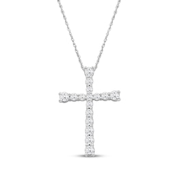 KAY Lab-Grown Diamonds Graduated Cross Necklace 1 ct tw 10K White Gold