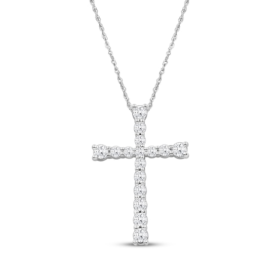 KAY Lab-Grown Diamonds Graduated Cross Necklace 1 ct tw 10K White Gold