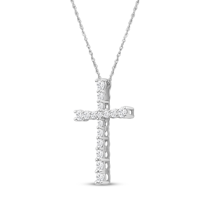 Main Image 2 of KAY Lab-Grown Diamonds Graduated Cross Necklace 1 ct tw 10K White Gold