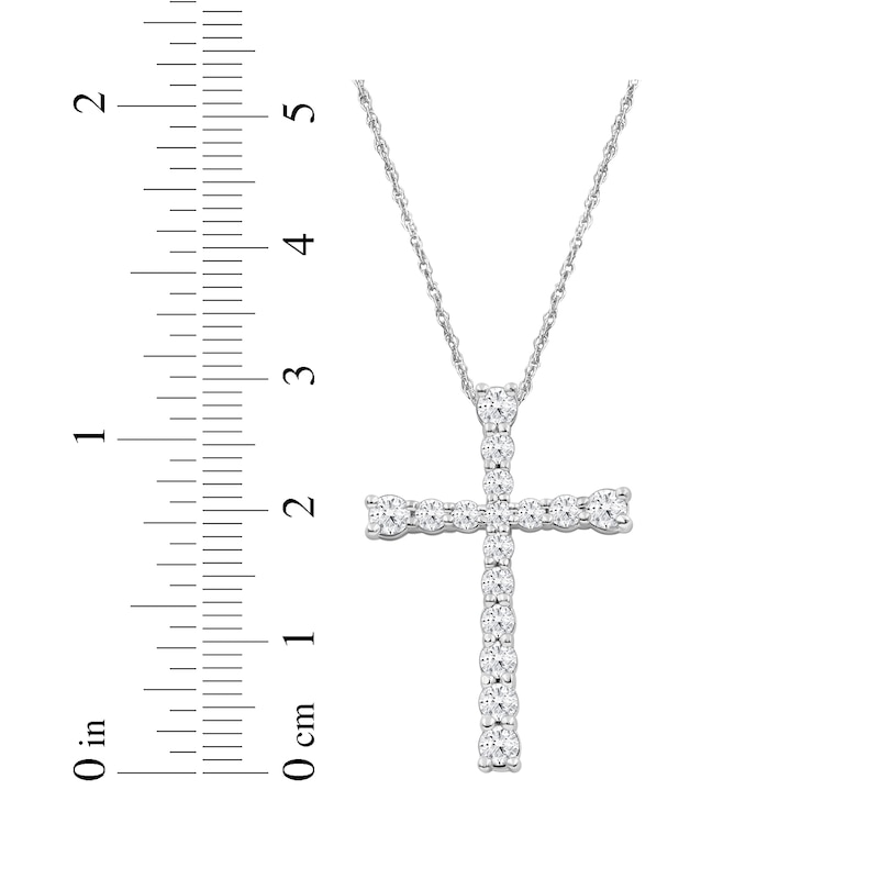 Main Image 5 of KAY Lab-Grown Diamonds Graduated Cross Necklace 1 ct tw 10K White Gold