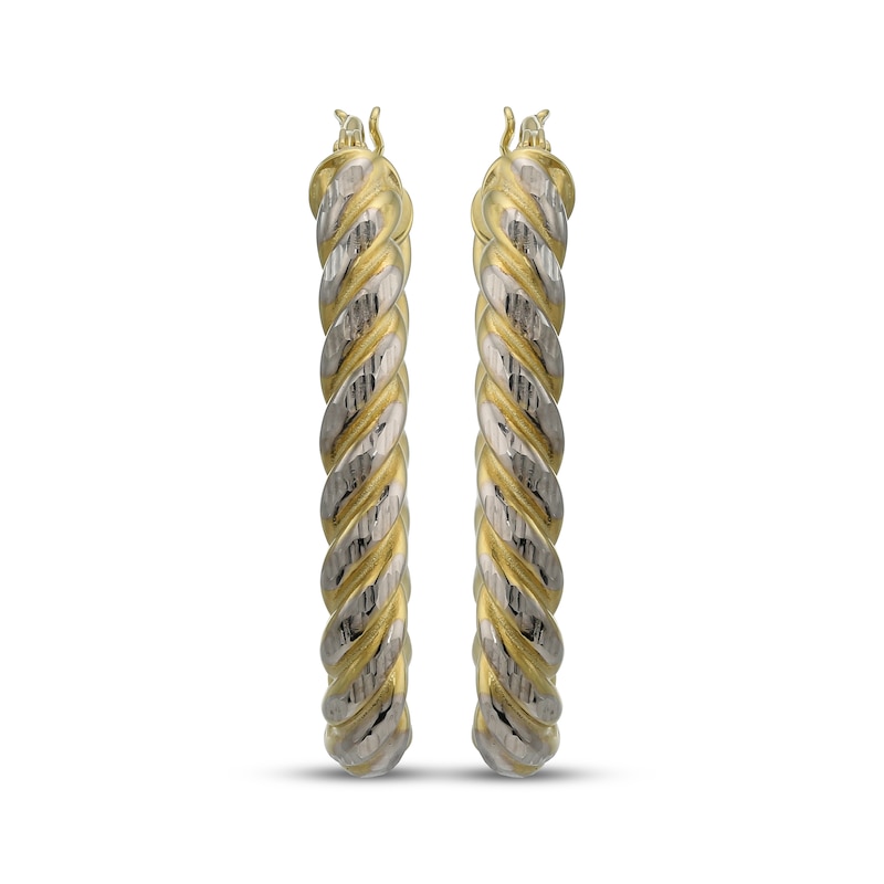 Main Image 2 of Reaura Diamond-Cut Oval Twist Hoop Earrings Repurposed 14K Yellow Gold 31mm