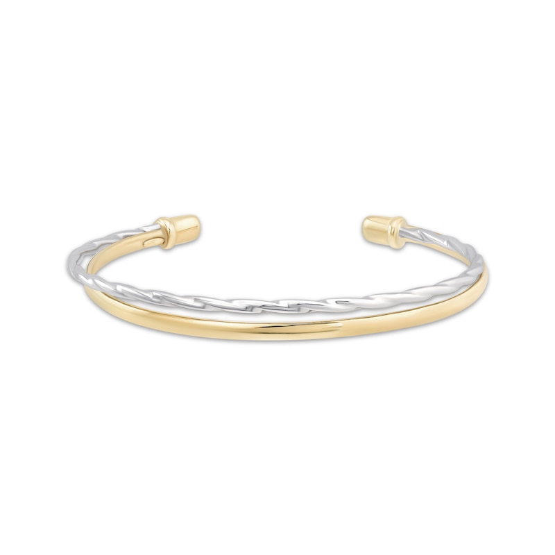 Main Image 1 of Reaura Crossover Cuff Bangle Bracelet Repurposed 14K Two-Tone Gold