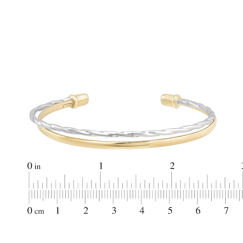 Main Image 3 of Reaura Crossover Cuff Bangle Bracelet Repurposed 14K Two-Tone Gold
