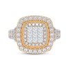 Thumbnail Image 3 of Now + Forever Princess-Cut Multi-Diamond Double Halo Engagement Ring 1 ct tw 10K Yellow Gold