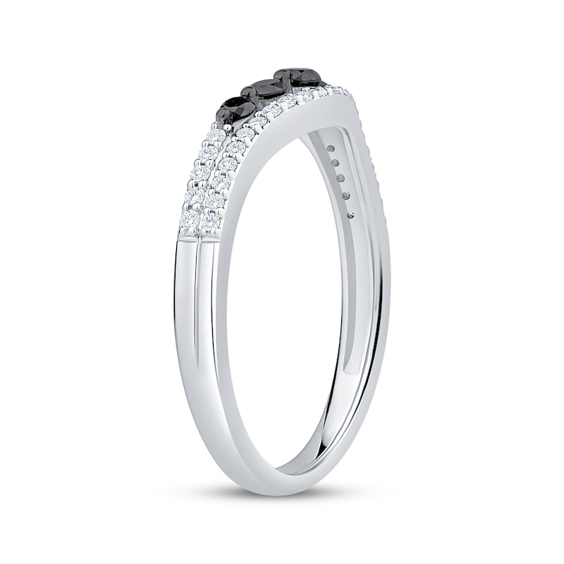 Main Image 2 of Now + Forever Black & White Diamond Contour Anniversary Ring 1/3 ct tw 10K White Gold