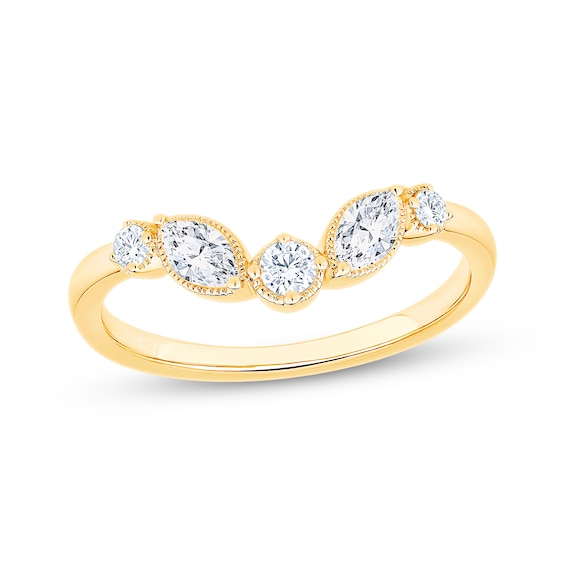 Now + Forever Marquise & Round-Cut Diamond Contour Anniversary Ring 3/8 ct tw 10K Yellow Gold