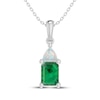 Thumbnail Image 1 of Emerald-Cut Lab-Created Emerald & Trillion-Cut Lab-Created Opal Necklace Sterling Silver 18&quot;