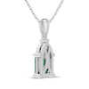 Thumbnail Image 3 of Emerald-Cut Lab-Created Emerald & Trillion-Cut Lab-Created Opal Necklace Sterling Silver 18&quot;