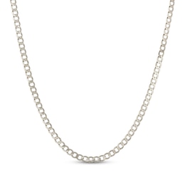 5mm Diamond-Cut Flat Curb Chain Necklace Solid 10K White Gold 20"