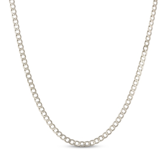 5mm Diamond-Cut Flat Curb Chain Necklace Solid 10K White Gold 20"