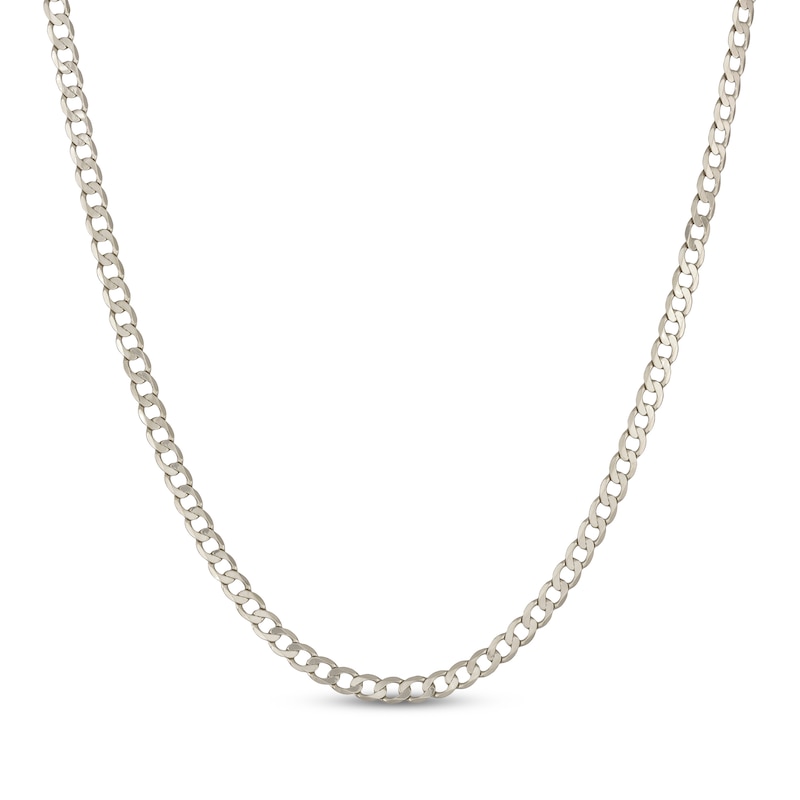 Main Image 1 of 5mm Diamond-Cut Flat Curb Chain Necklace Solid 10K White Gold 20"
