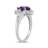 Thumbnail Image 2 of Amethyst & White Lab-Created Sapphire Clover Ring Sterling Silver