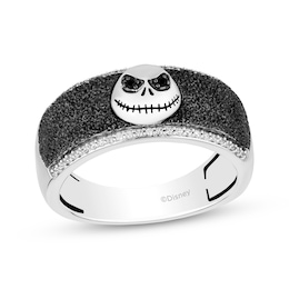 Disney Treasures The Nightmare Before Christmas "Jack Skellington" Black & White Diamond Ring 1/5 ct tw Sterling Silver