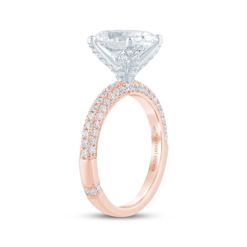 Main Image 2 of Monique Lhuillier Bliss Oval-Cut Lab-Grown Diamond Engagement Ring 3-5/8 ct tw 18K Two-Tone Gold