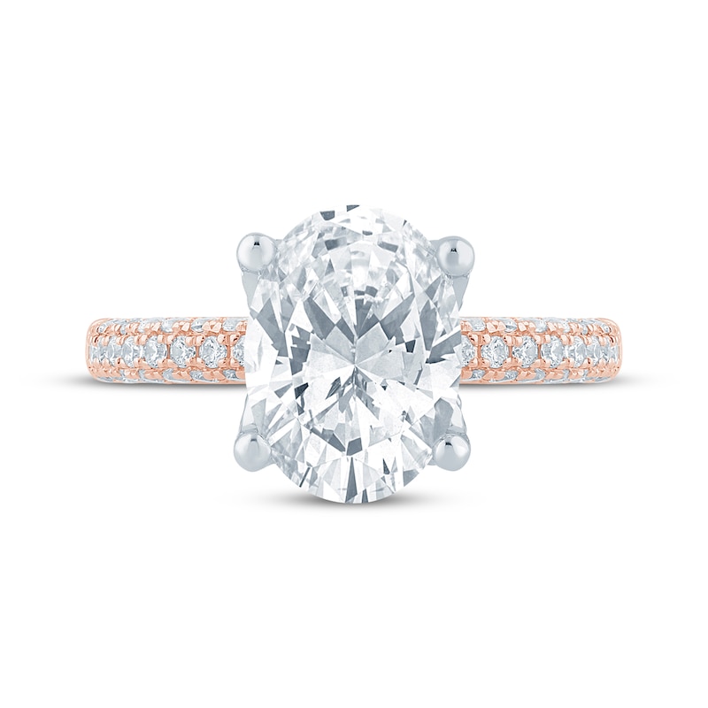 Main Image 4 of Monique Lhuillier Bliss Oval-Cut Lab-Grown Diamond Engagement Ring 3-5/8 ct tw 18K Two-Tone Gold