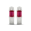 Thumbnail Image 2 of Emerald-Cut Lab-Created Ruby & White Lab-Created Sapphire Huggie Hoop Earrings Sterling Silver
