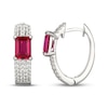 Thumbnail Image 3 of Emerald-Cut Lab-Created Ruby & White Lab-Created Sapphire Huggie Hoop Earrings Sterling Silver