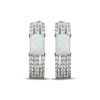 Thumbnail Image 2 of Emerald-Cut Lab-Created Opal & White Lab-Created Sapphire Huggie Hoop Earrings Sterling Silver