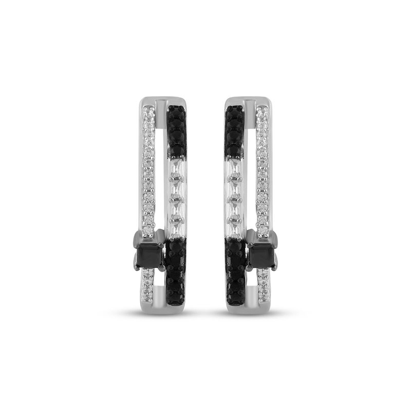 Main Image 2 of Black & White White Diamond Split Hoop Earrings 1/5 ct tw Sterling Silver