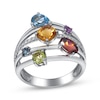 Thumbnail Image 1 of Multi-Gemstone & Diamond Ring 1/8 ct tw Sterling Silver
