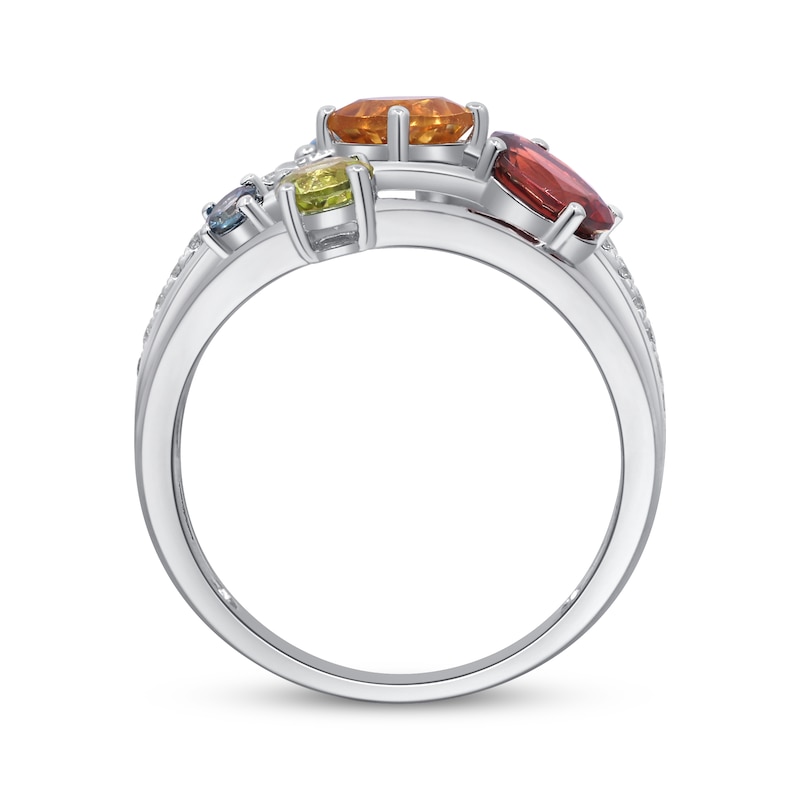 Main Image 2 of Multi-Gemstone & Diamond Ring 1/8 ct tw Sterling Silver