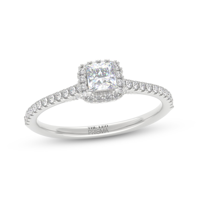 Main Image 1 of THE LEO Prisma Diamond Princess-Cut Halo Engagement Ring 1/2 ct tw 14K White Gold