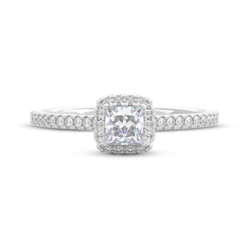 Main Image 3 of THE LEO Prisma Diamond Princess-Cut Halo Engagement Ring 1/2 ct tw 14K White Gold