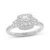 Thumbnail Image 1 of THE LEO Prisma Diamond Round-Cut Double Cushion Halo Engagement Ring 7/8 ct tw 14K White Gold