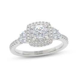 THE LEO Prisma Diamond Round-Cut Double Cushion Halo Engagement Ring 7/8 ct tw 14K White Gold