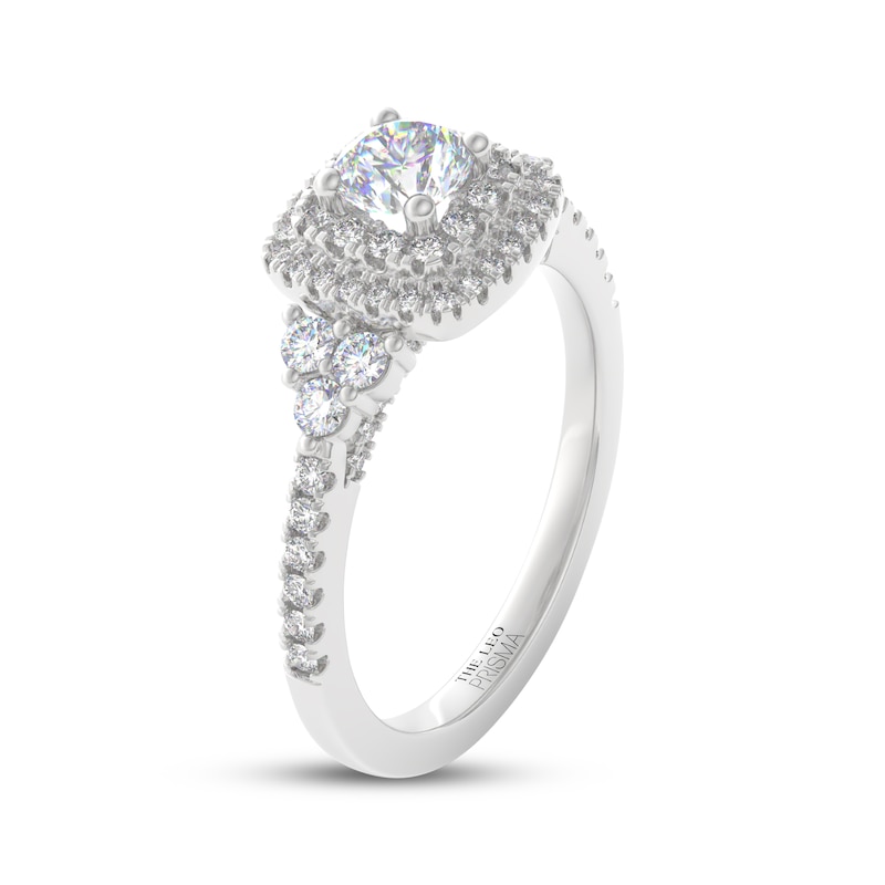 Main Image 2 of THE LEO Prisma Diamond Round-Cut Double Cushion Halo Engagement Ring 7/8 ct tw 14K White Gold