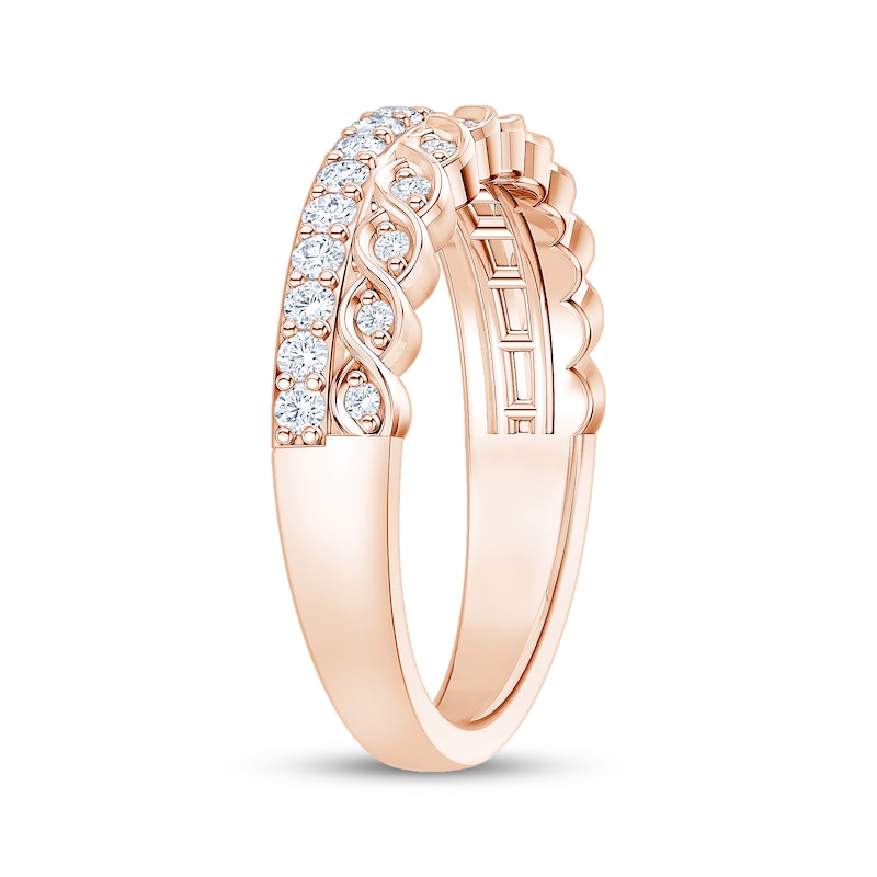 Main Image 2 of Now + Forever Diamond Scalloped Two-Row Anniversary Ring 3/8 ct tw 10K Rose Gold