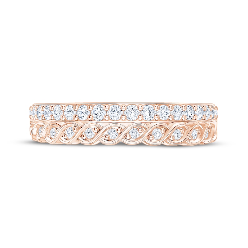 Main Image 3 of Now + Forever Diamond Scalloped Two-Row Anniversary Ring 3/8 ct tw 10K Rose Gold