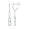 Thumbnail Image 1 of Baguette & Round-Cut Diamond Mariner Link J-Hoop Drop Earrings 1/4 ct tw Sterling Silver
