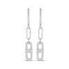 Thumbnail Image 2 of Baguette & Round-Cut Diamond Mariner Link J-Hoop Drop Earrings 1/4 ct tw Sterling Silver