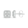 Thumbnail Image 1 of Baguette & Round-Cut Multi-Diamond Cushion Stud Earrings 1/2 ct tw 10K White Gold