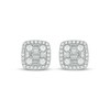 Thumbnail Image 2 of Baguette & Round-Cut Multi-Diamond Cushion Stud Earrings 1/2 ct tw 10K White Gold