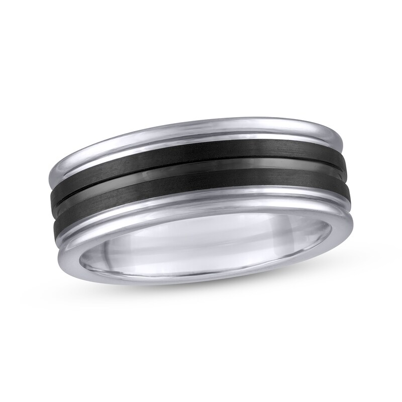 Main Image 1 of Men's Wedding Band Tungsten Carbide & Black Ion Plating 8mm