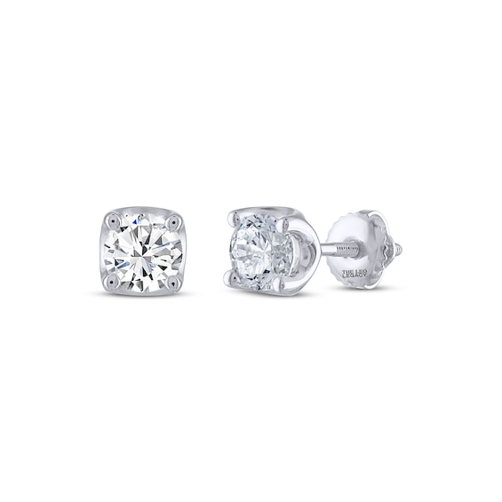 THE LEO Legacy Lab-Grown Diamond Round-Cut Solitaire Stud Earrings 1 ct tw 14K White Gold (F/VS2