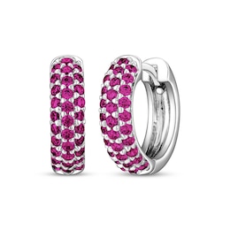 STUDIO BY KAY Pink Lab-Created Sapphire Hoop Earrings Sterling Silver