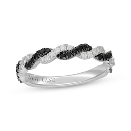 Neil Lane Black & White Diamond Twist Anniversary Ring 3/8 ct tw 14K White Gold