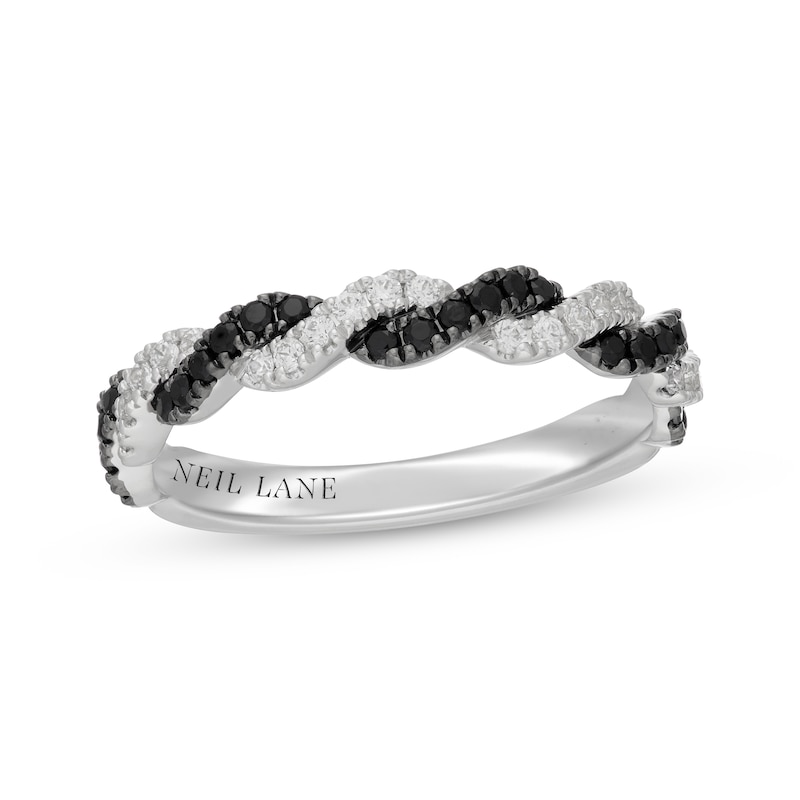 Main Image 1 of Neil Lane Black & White Diamond Twist Anniversary Ring 3/8 ct tw 14K White Gold