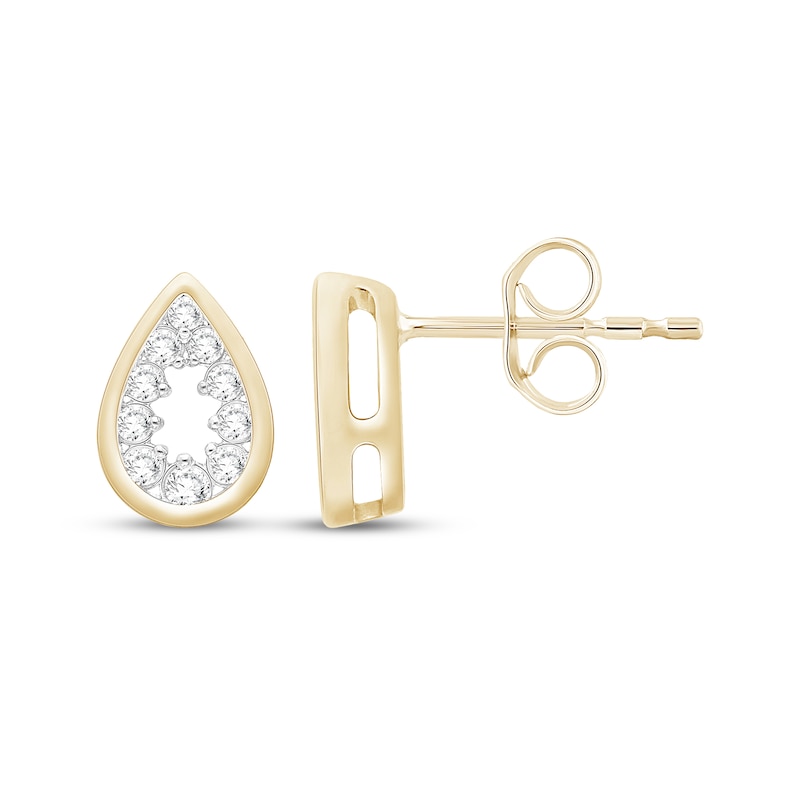 Main Image 1 of Diamond Mini Open Teardrop Stud Earrings 1/4 ct tw 10K Yellow Gold